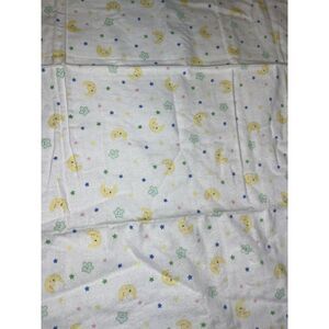 Vintage Circo Baby Receiving Blanket Moon Stars Faces Flannel 38"x33" Cotton USA